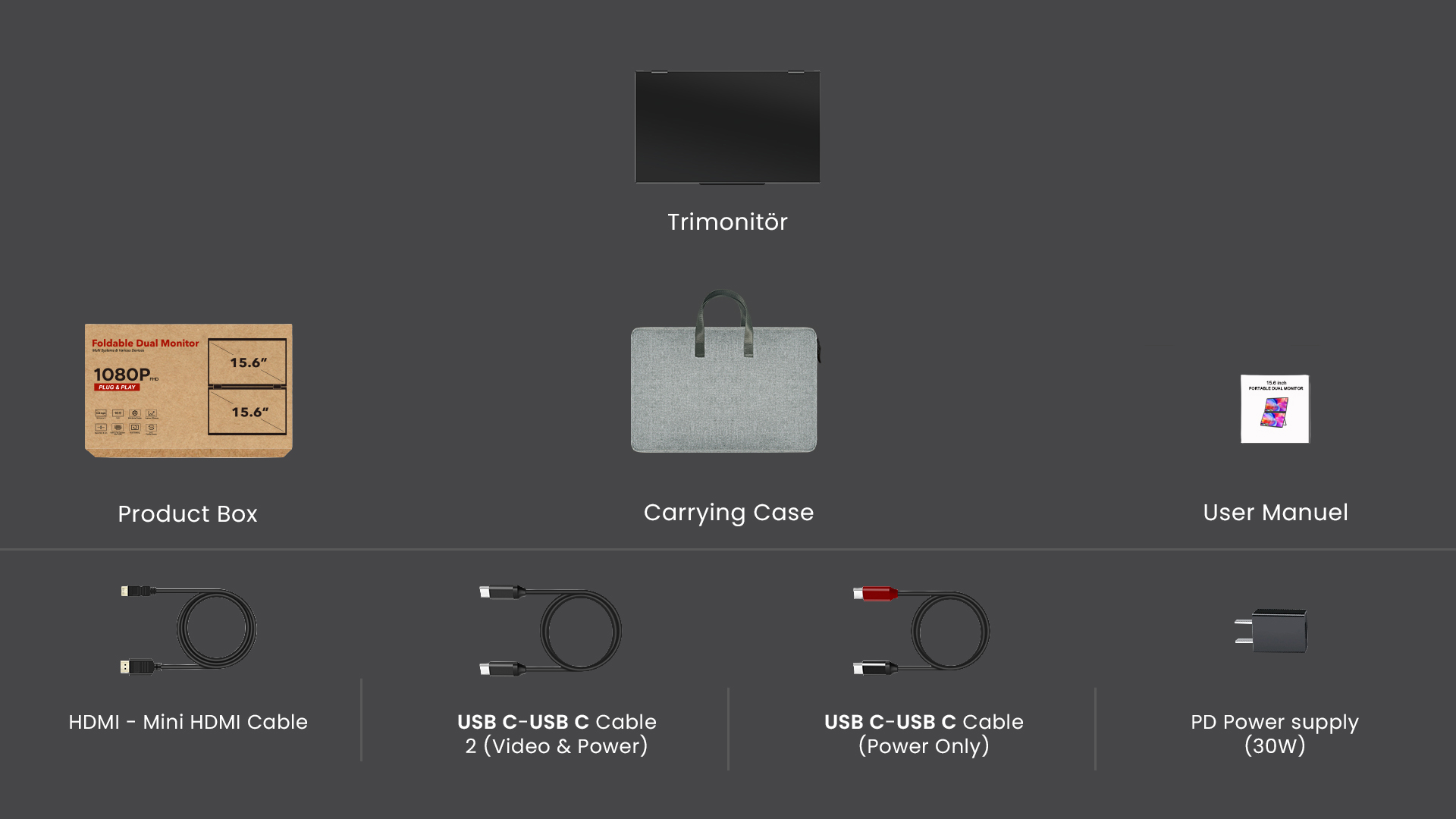 Trimonitör Flex 15.6" Box Content