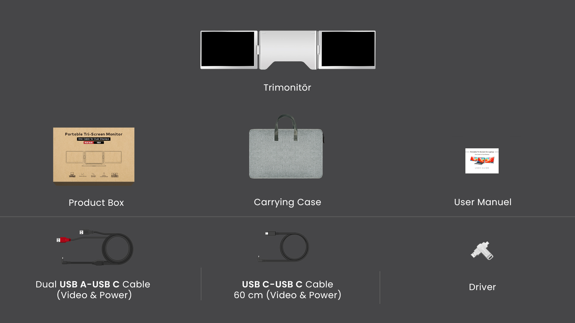Trimonitör Dual 15.6" Fixed